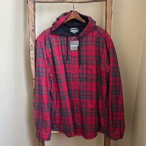 NWT Eddie Bauer Button Up Flannel Sweatshirt Hoodie Size Large
